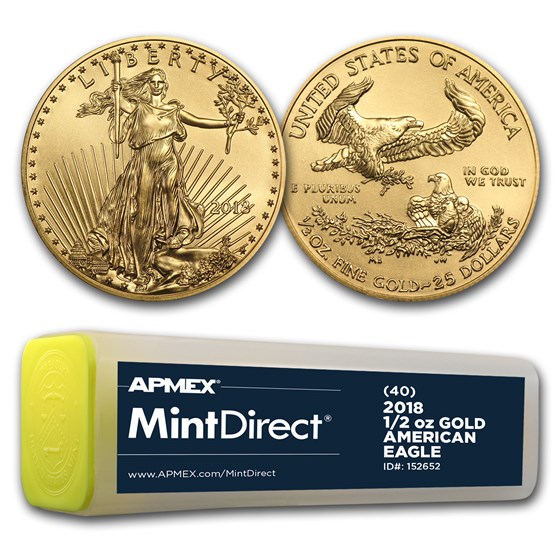 2018 1/2 oz Gold American Eagle (40-Coin MintDirect® Tube) 2018 1/2 oz Gold American Eagle (40-Coin MintDirect® Tube)
